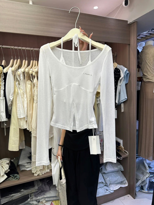 MATINEE Halter Neck Long Sleeves Slits Tops